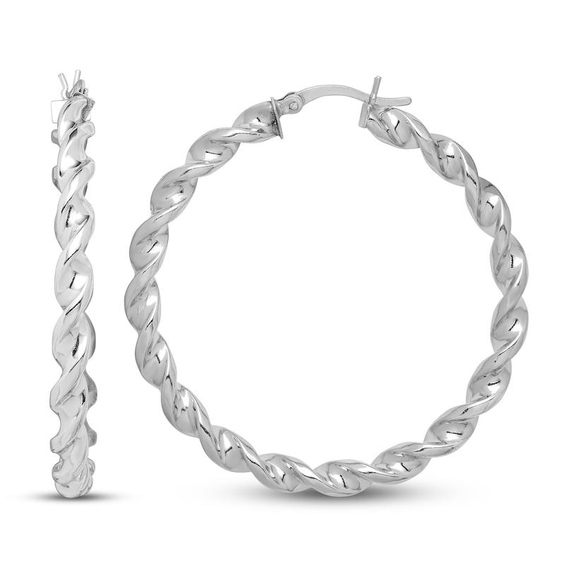 Main Image 1 of Twisted Hoop Earrings Sterling Silver