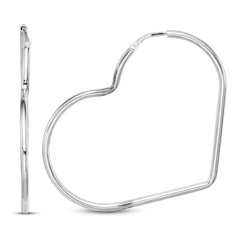 Heart Hoop Earrings Sterling Silver 45mm