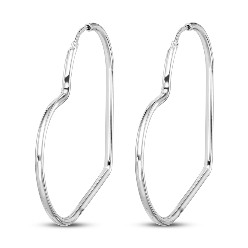 Main Image 2 of Heart Hoop Earrings Sterling Silver 45mm