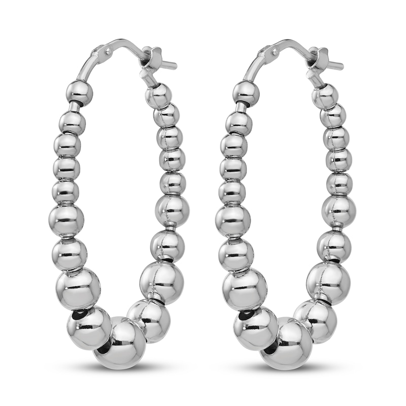 Main Image 2 of Beaded Hoop Earrings Sterling Silver