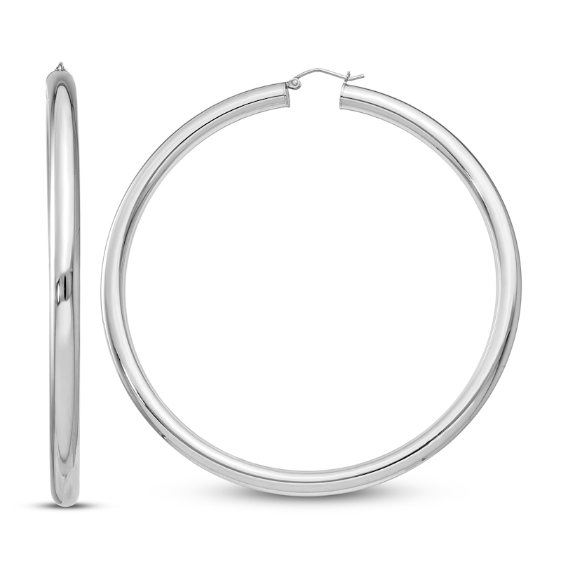 Main Image 1 of Round Hoop Earrings Sterling Silver 80mm