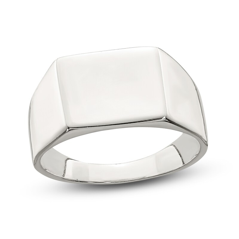 Main Image 1 of Solid Back Signet Ring Sterling Silver