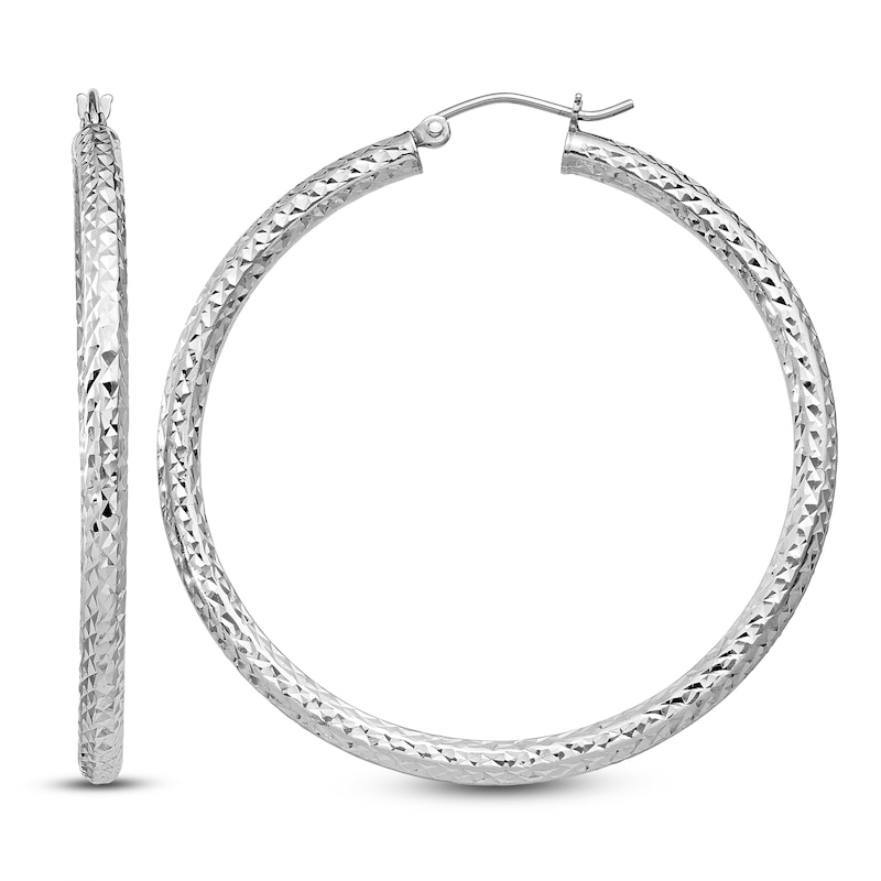 Main Image 1 of Diamond-Cut Hoop Earrings Sterling Silver 45mm