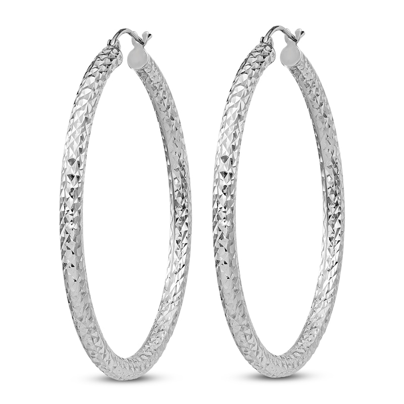 Main Image 2 of Diamond-Cut Hoop Earrings Sterling Silver 45mm