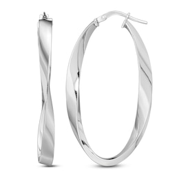 Polished Oval Hoop Earrings Sterling Silver