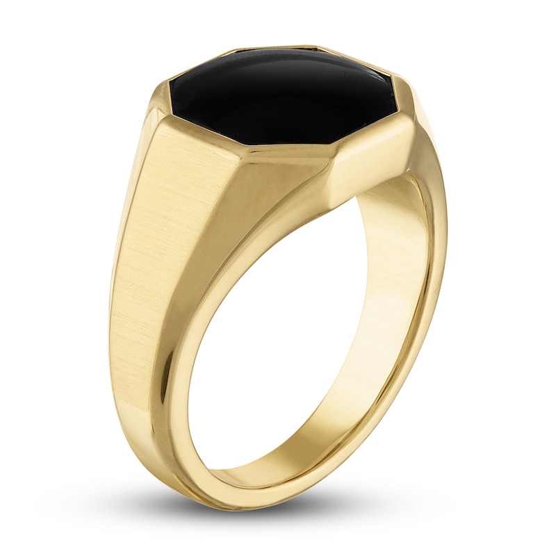 1933 by Esquire Men's Natural Black Onyx Ring 14K Yellow Gold-Plated Sterling Silver