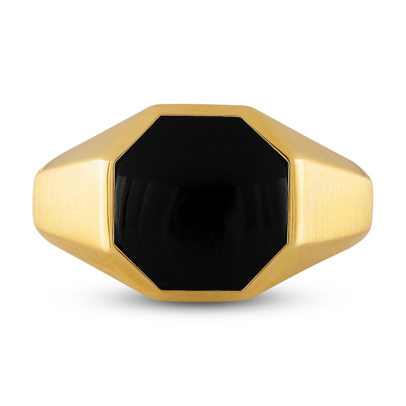 1933 by Esquire Men's Natural Black Onyx Ring 14K Yellow Gold-Plated Sterling Silver