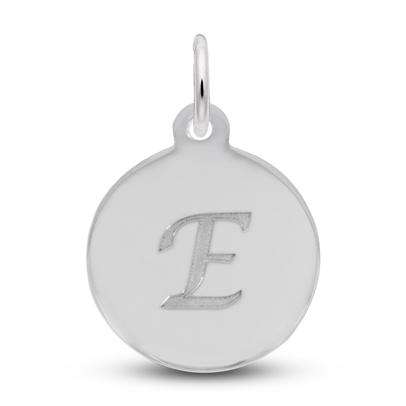 Petite Disc Letter "E" Charm Sterling Silver
