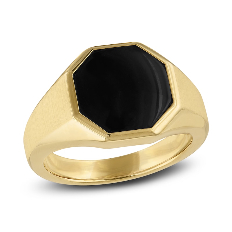 Buy 10K Yellow Gold Onyx and Diamond Men's Ring Online at