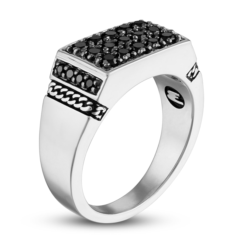 Main Image 2 of 1933 by Esquire Men's Black Diamond Ring 1-1/8 ct tw Round Sterling Silver