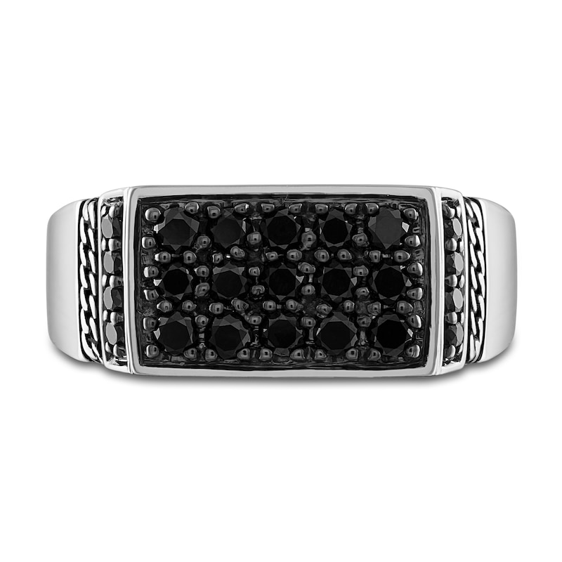 Main Image 3 of 1933 by Esquire Men's Black Diamond Ring 1-1/8 ct tw Round Sterling Silver