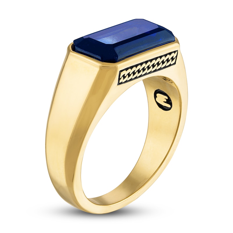Main Image 2 of 1933 by Esquire Men's Blue Lab-Created Sapphire Ring 14K Yellow Gold-Plated Sterling Silver