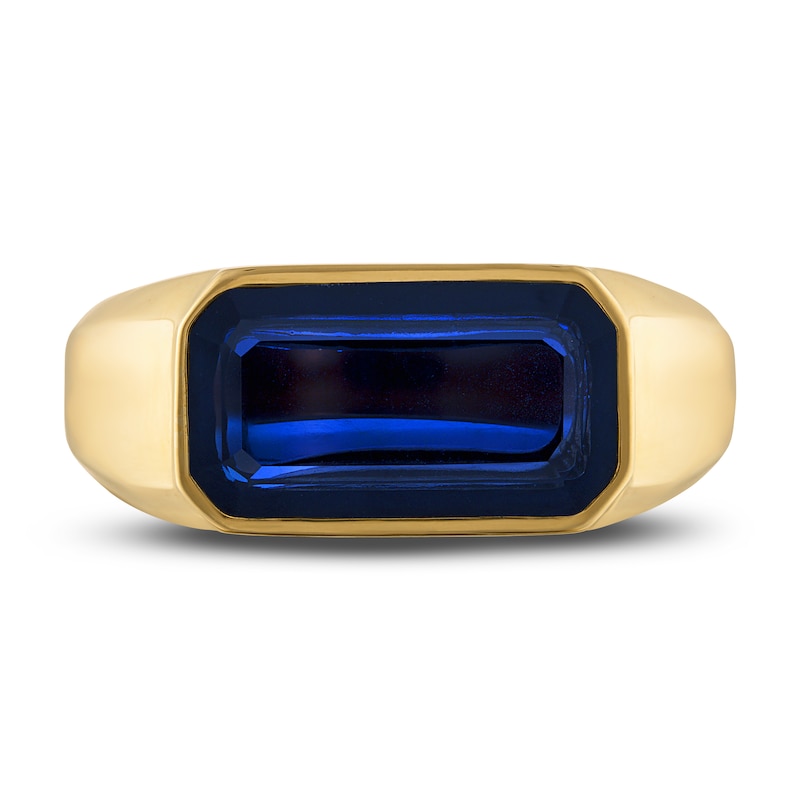 Main Image 3 of 1933 by Esquire Men's Blue Lab-Created Sapphire Ring 14K Yellow Gold-Plated Sterling Silver