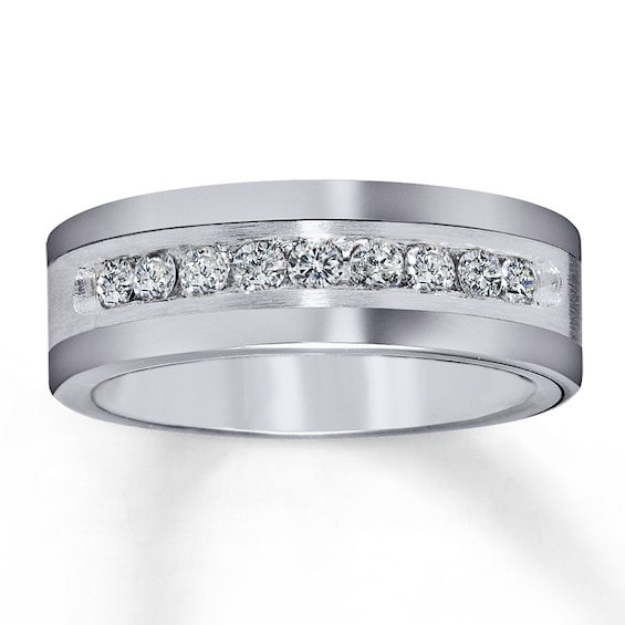Tungsten Carbide Men's Brushed Six Lab Diamond 8MM Wedding Band Ring Size 11 M92