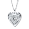 Thumbnail Image 1 of Heart Locket Necklace Angel & Crystals Sterling Silver 18"