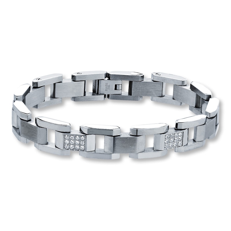Main Image 1 of Men's Bracelet 3/8 ct tw Diamond Stainless Steel