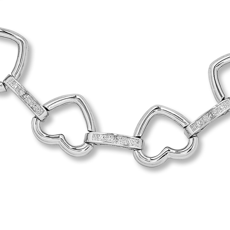 Main Image 1 of Diamond Heart Bracelet 1/20 ct tw Round-cut Sterling Silver