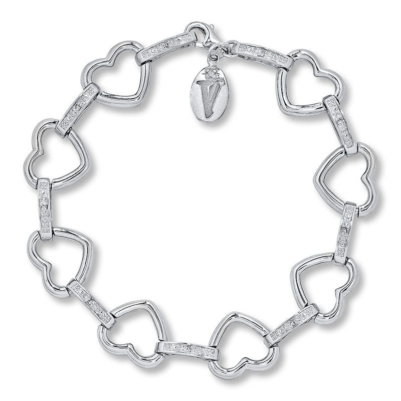 Main Image 2 of Diamond Heart Bracelet 1/20 ct tw Round-cut Sterling Silver