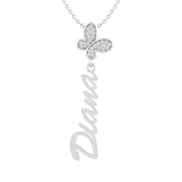 1/8 ct tw Diamond Nameplate Butterfly Necklace (1 Name)