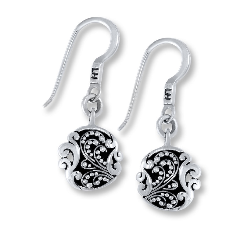 Lois Hill Earrings Round Dangle Sterling Silver