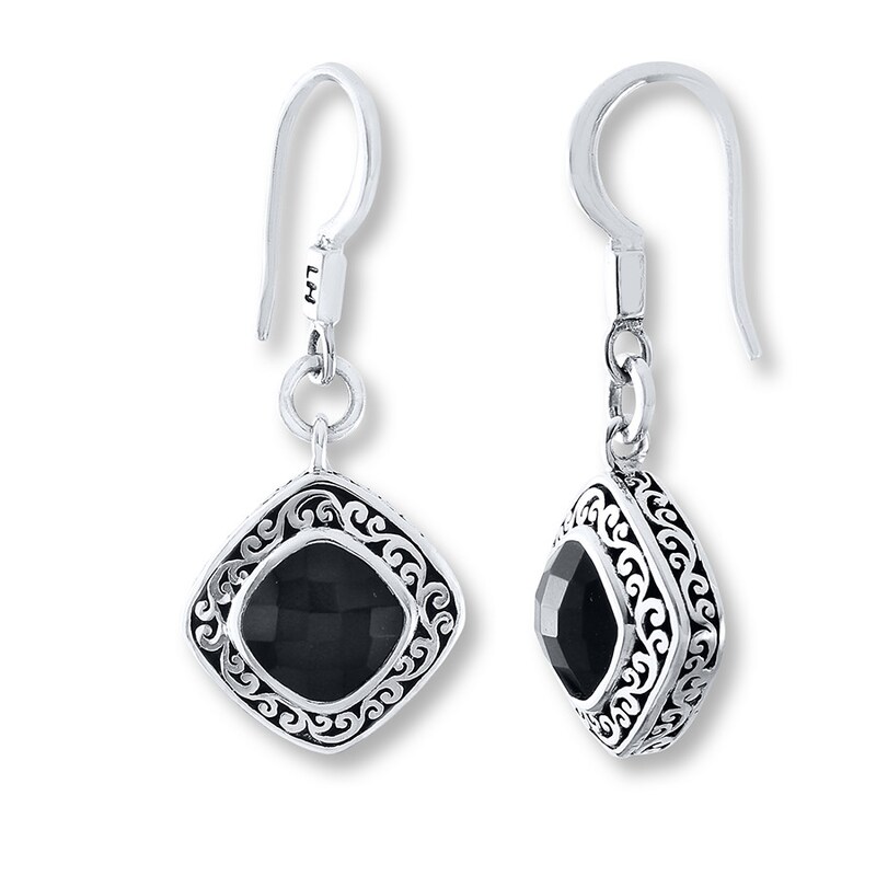 Main Image 1 of Lois Hill Dangle Earrings Onyx Sterling Silver