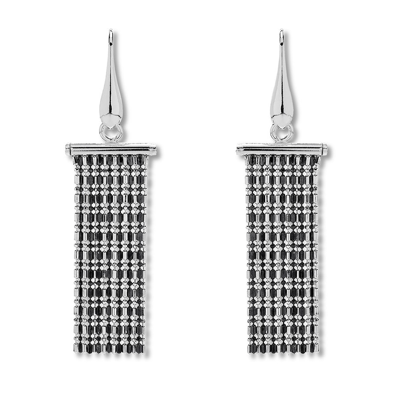 Beaded Chain Earrings Sterling Silver/Black Ruthenium-Plated