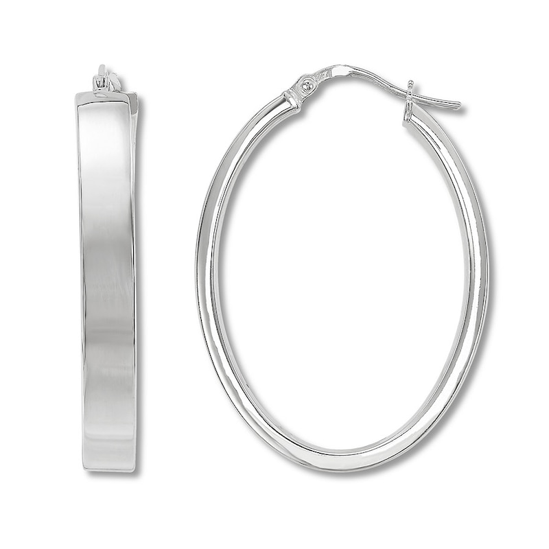 Main Image 1 of Oval Hoop Earrings Sterling Silver
