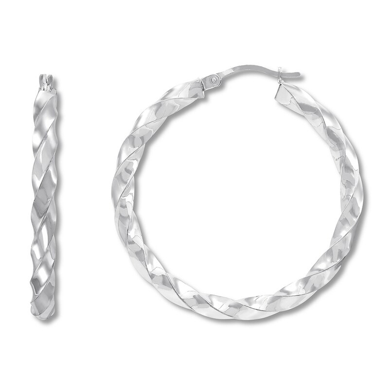 Main Image 2 of Twist Hoop Earrings Sterling Silver 40mm