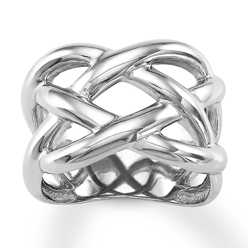 Braided Statement Ring Sterling Silver Size 7 Only