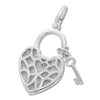Heart Lock & Key Charm Sterling Silver