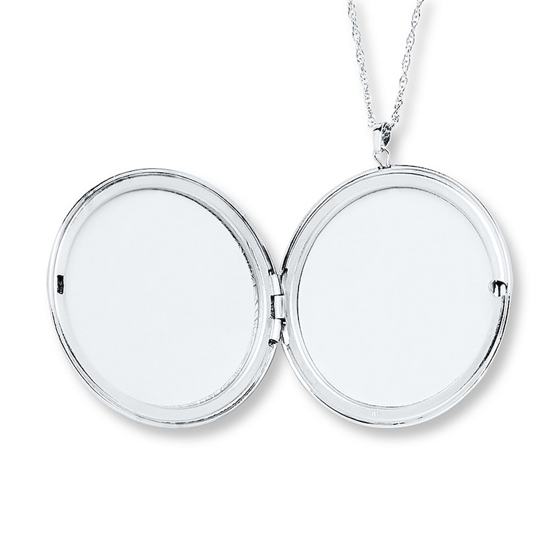 Main Image 2 of Round Floral Locket Sterling Silver 24"