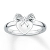 Stackable Heart Ring Diamond Accents Sterling Silver