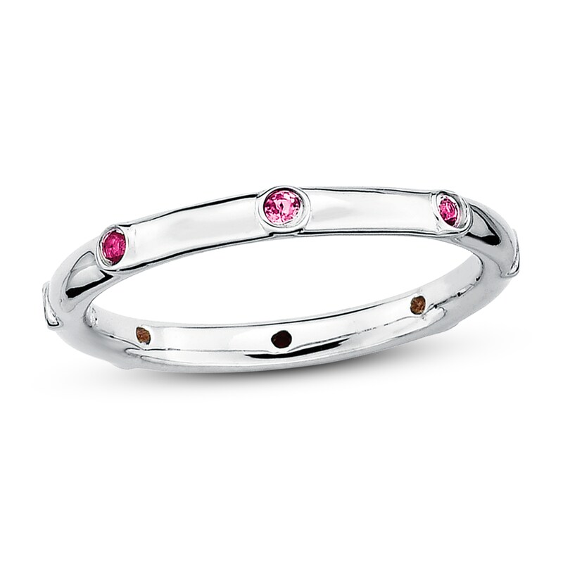 Stackable Ring Pink Tourmalines Sterling Silver