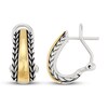 Thumbnail Image 2 of Wheat Design Textured Button Earrings Sterling Silver/14K Yellow Gold