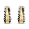 Thumbnail Image 3 of Wheat Design Textured Button Earrings Sterling Silver/14K Yellow Gold