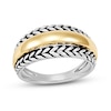 Thumbnail Image 1 of Wheat Design Textured Band Ring Sterling Silver/14K Yellow Gold