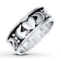 Men's Claddagh Ring Sterling Silver 8mm