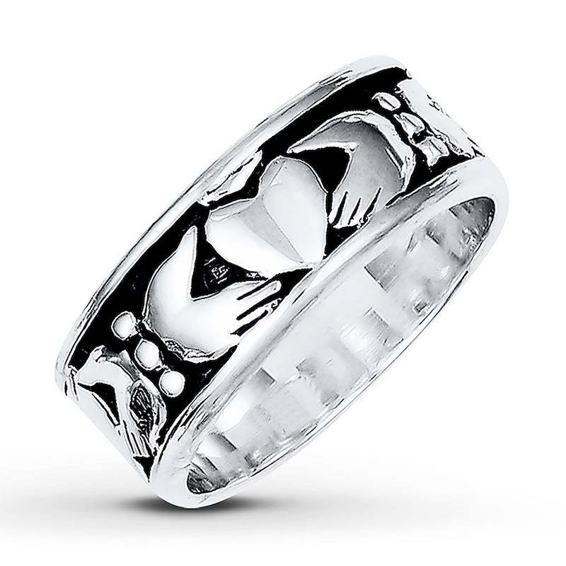 Main Image 1 of Men's Claddagh Ring Sterling Silver 8mm