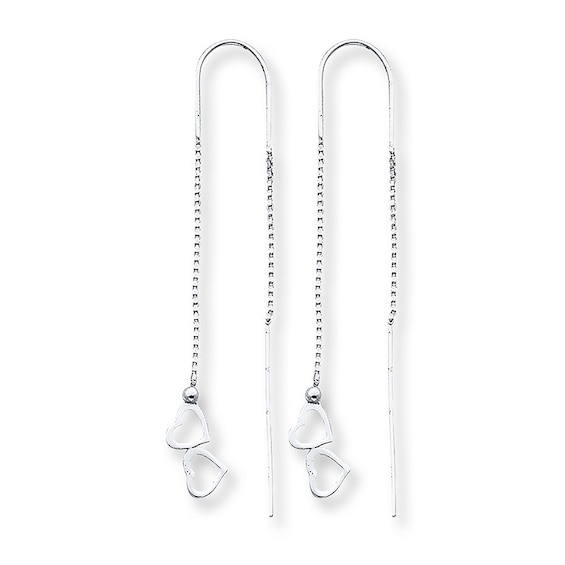Heart Threader Earrings Sterling Silver