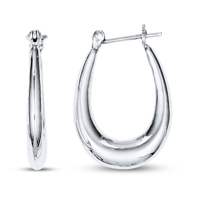 Main Image 2 of Oval Hoop Earrings Sterling Silver