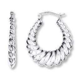 Scalloped Hoop Earrings Sterling Silver