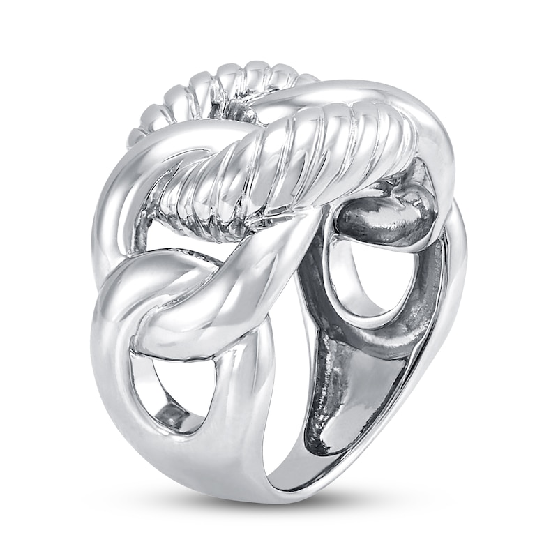 Main Image 2 of Rope Interlock Ring Sterling Silver