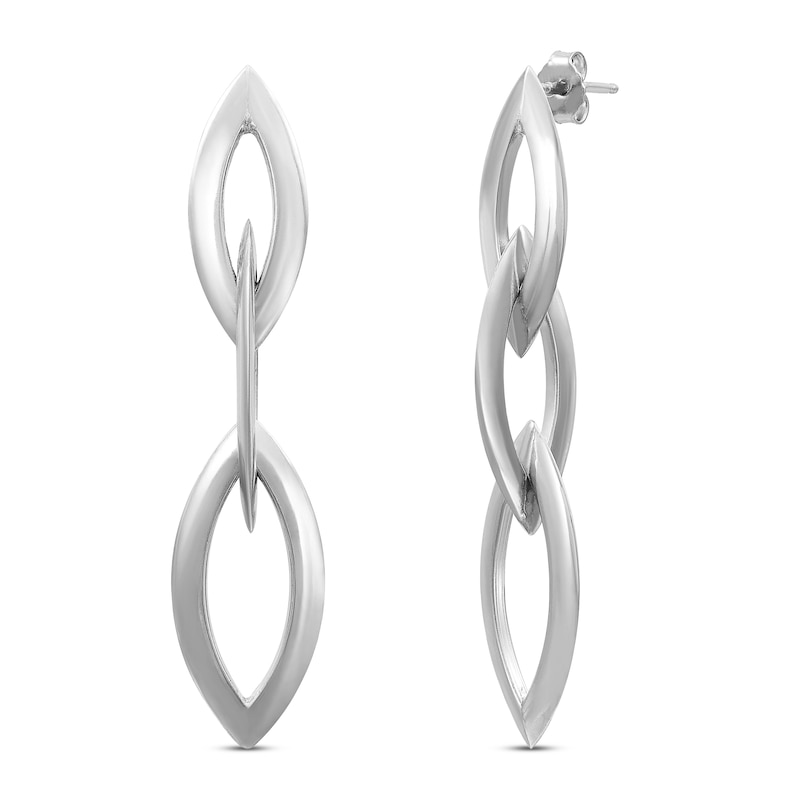 Main Image 1 of Interlocking Marquise Drop Earrings Sterling Silver
