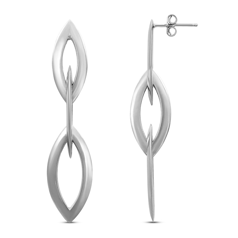 Main Image 2 of Interlocking Marquise Drop Earrings Sterling Silver