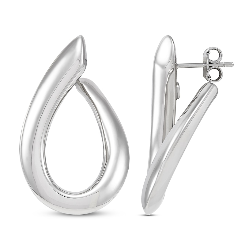 Main Image 1 of Oval Drop Earrings Sterling Silver