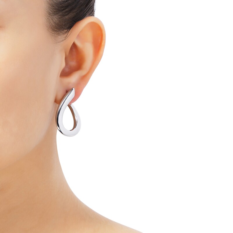 Main Image 3 of Oval Drop Earrings Sterling Silver