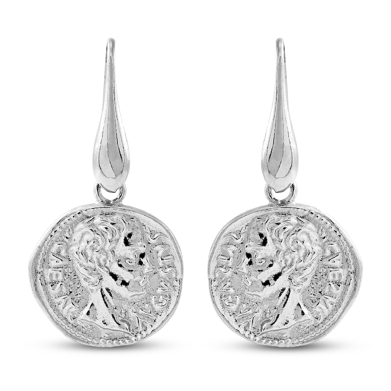 Main Image 3 of Drop Coin Earrings Sterling Silver