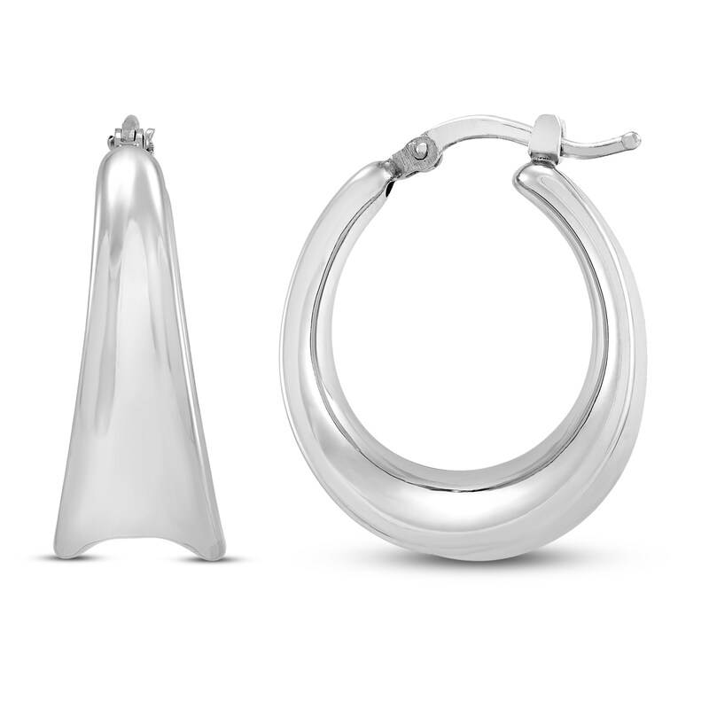 Main Image 2 of Oval Hoop Earrings Sterling Silver
