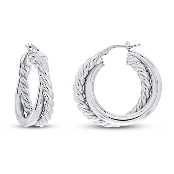 Sterling silver twisted hoop earrings Clearance