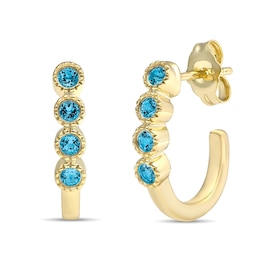 Birthstone Half Hoop Earrings (4 Stones)